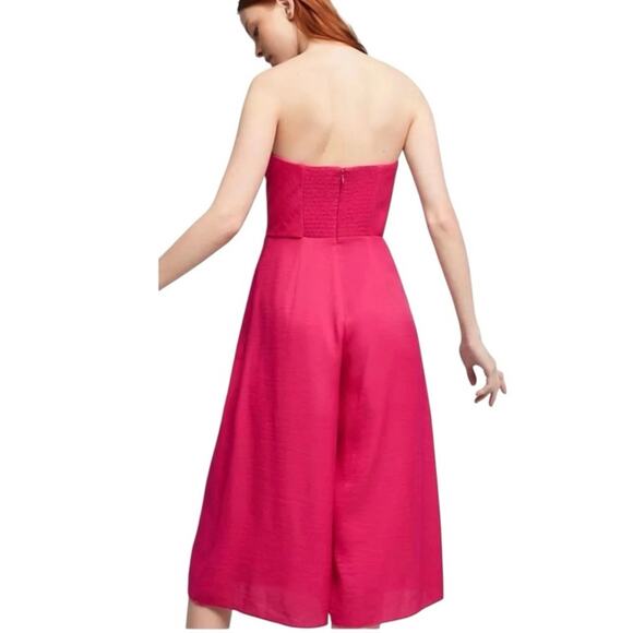 ANTHROPOLOGIE MAEVE Bright Pink Waist Tie Strapless Jumpsuit Romper – Size 6 - Picture 5 of 15